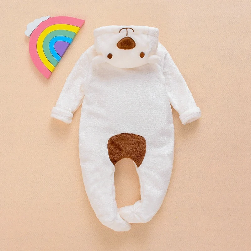 0-18M Newborn Baby Hooded Bear Jumpsuit - Image 4