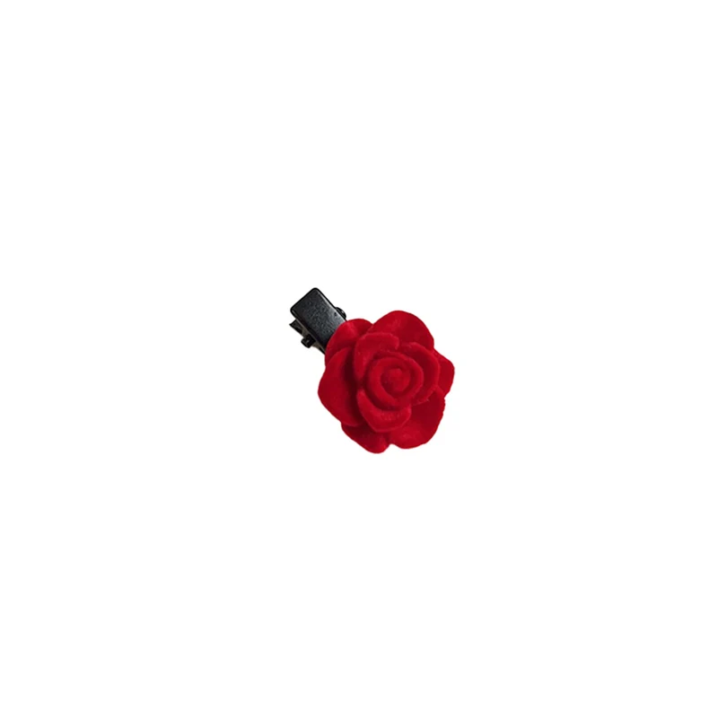 1-10PCS Red Velvet Rose Hair Clips - Image 7