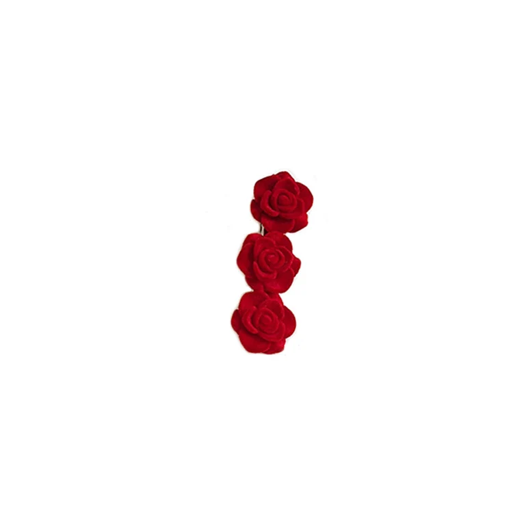 1-10PCS Red Velvet Rose Hair Clips - Image 8