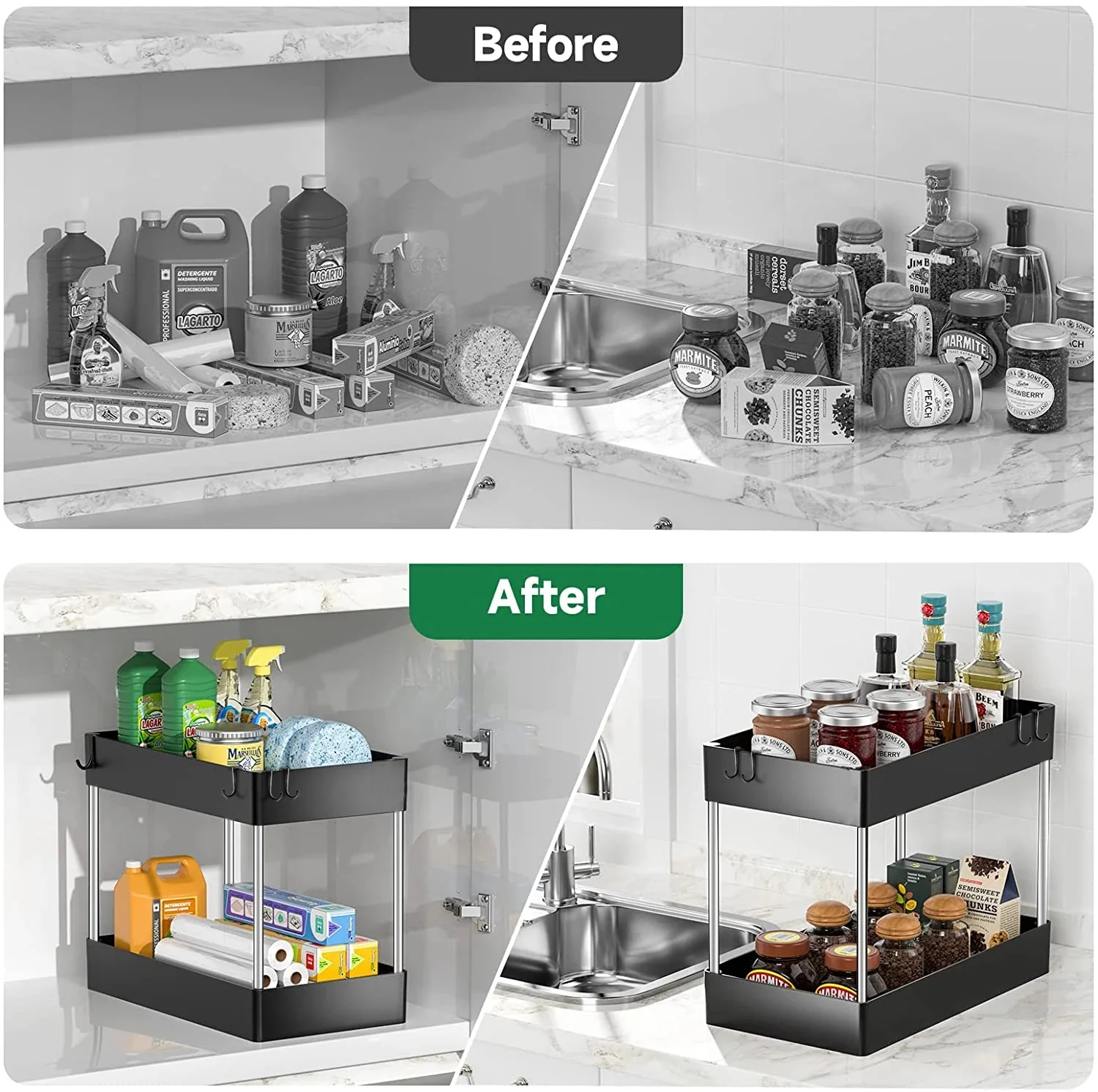 1/2 PCS Under Sink Storage Shelf - Image 9