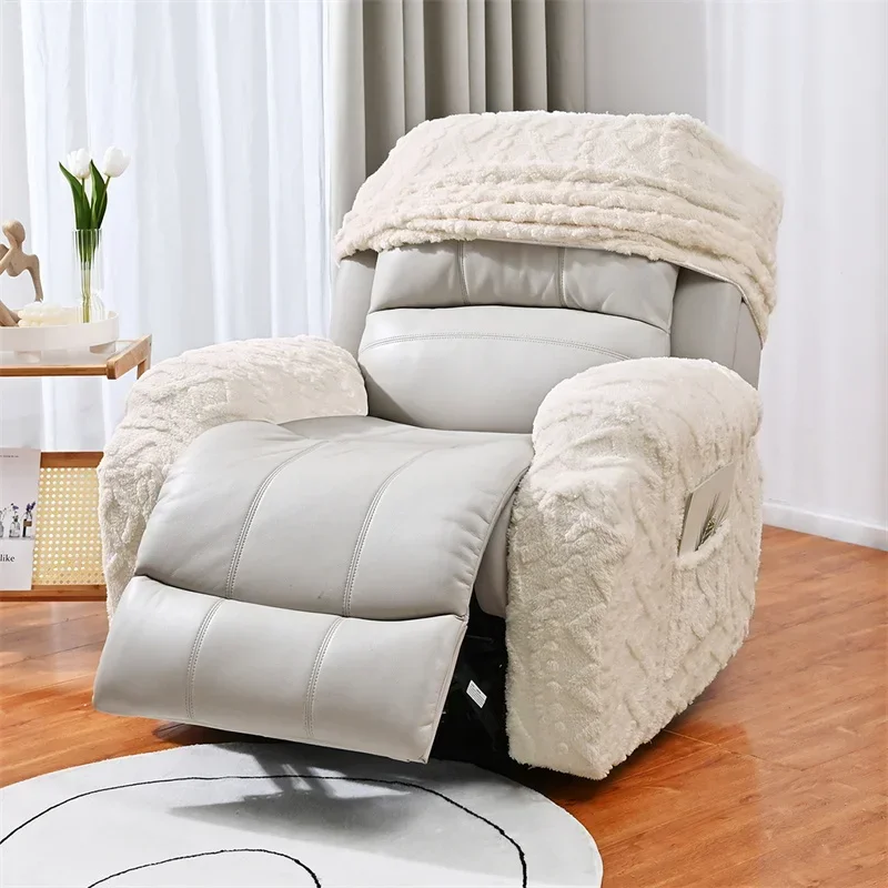 1-2 Seater Velvet Plush Recliner Sofa Cover - Image 3