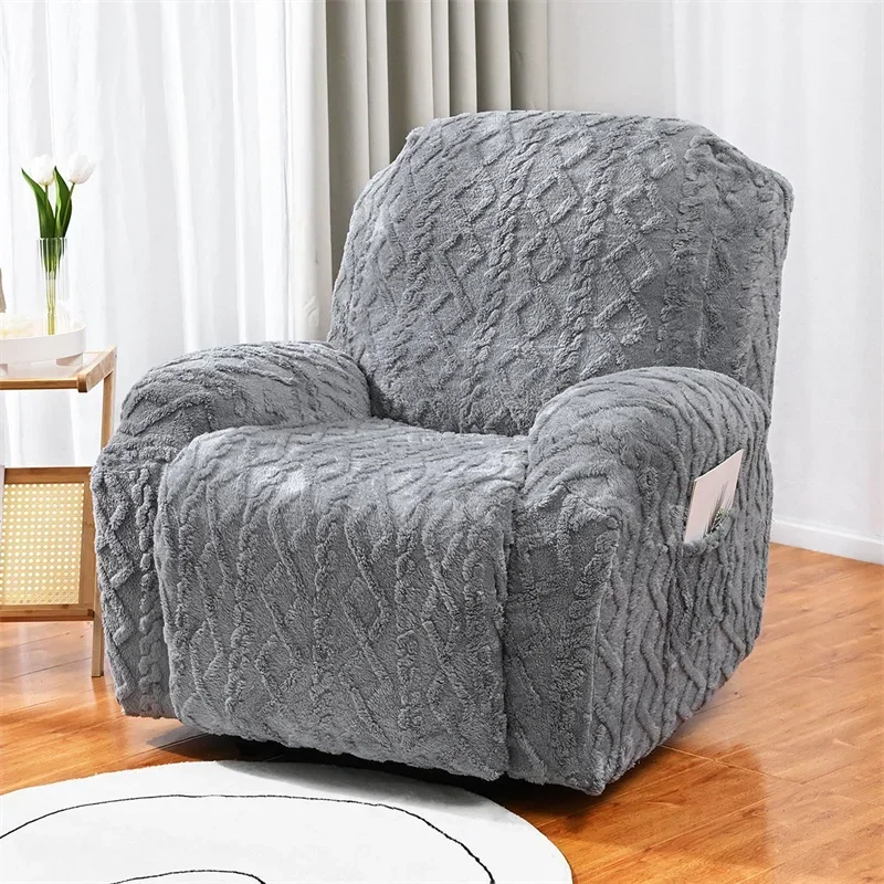 1-2 Seater Velvet Plush Recliner Sofa Cover - Image 6