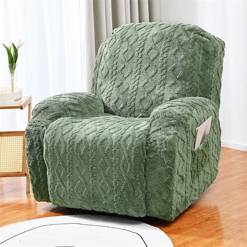 1-2 Seater Velvet Plush Recliner Sofa Cover - Image 8