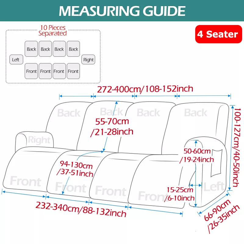 1-4 Seater Recliner Sofa Cover - Image 16