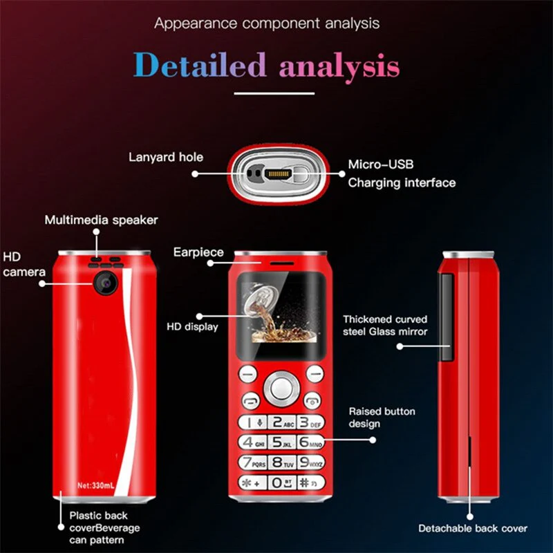 1" Mini Dual Sim Bluetooth Camera MP3 Cellphone - Image 5