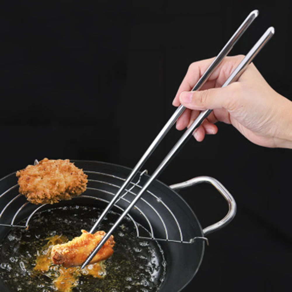 1 Pair Extra Long Stainless Steel/Wood Cooking Chopsticks - Image 11
