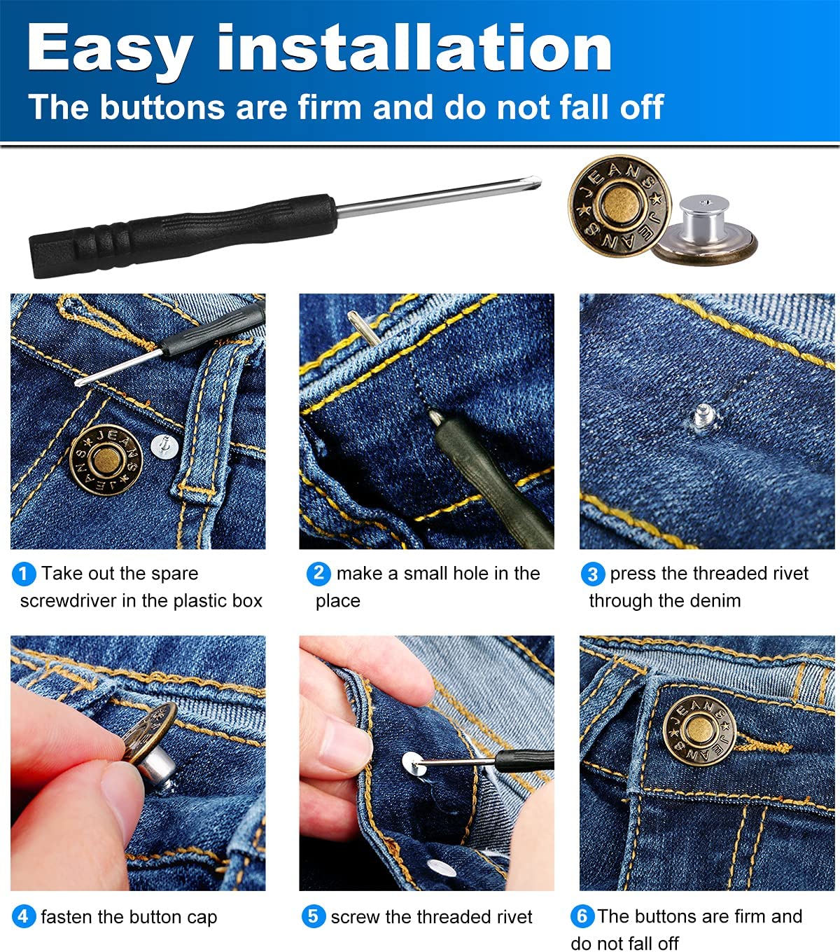 10PCS Jeans Buttons Replacement - Image 16