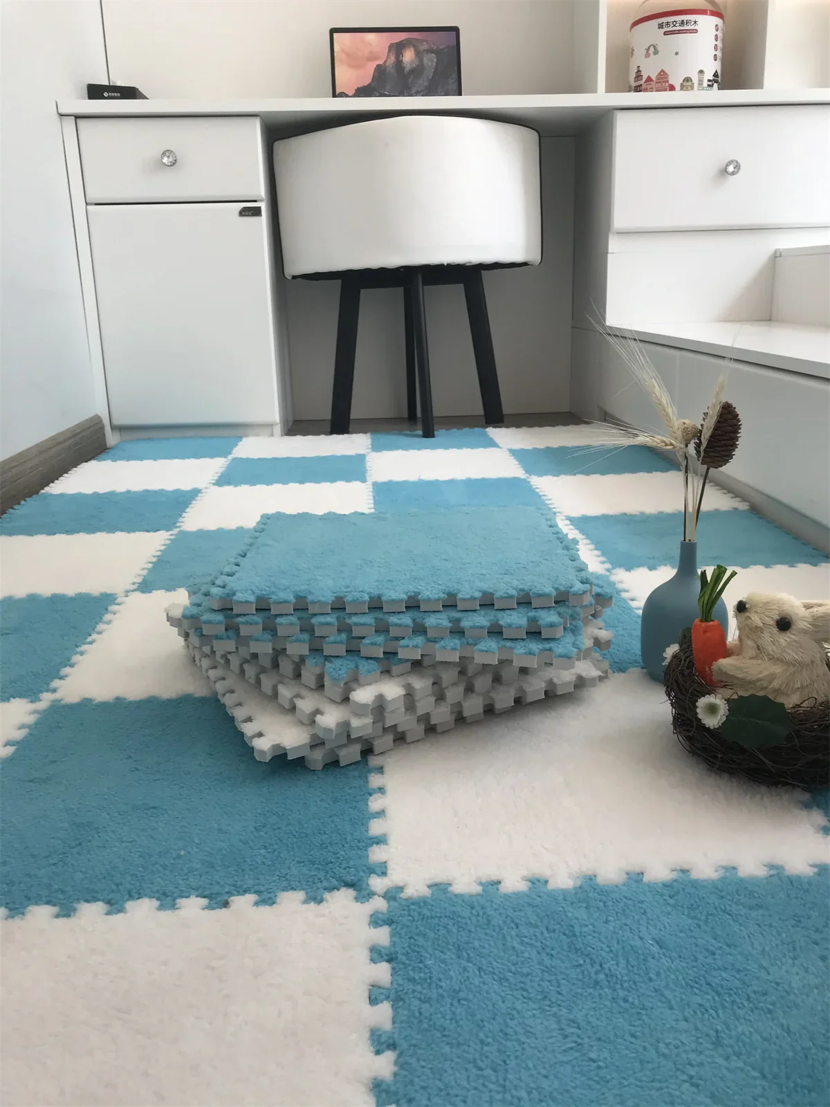 10PCS Soft Plush DIY Puzzle Floor Mat - Image 14