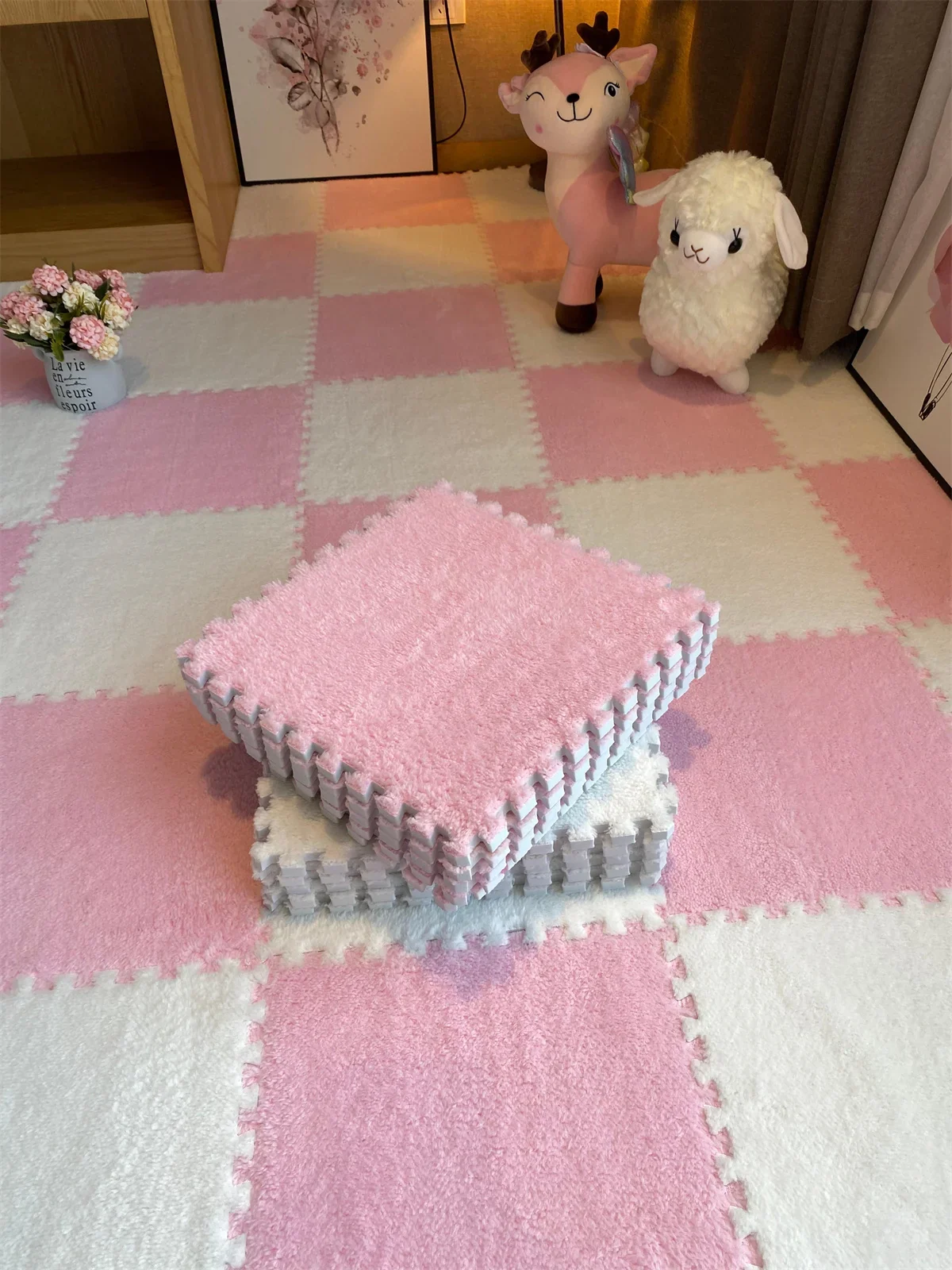 10PCS Soft Plush DIY Puzzle Floor Mat - Image 16
