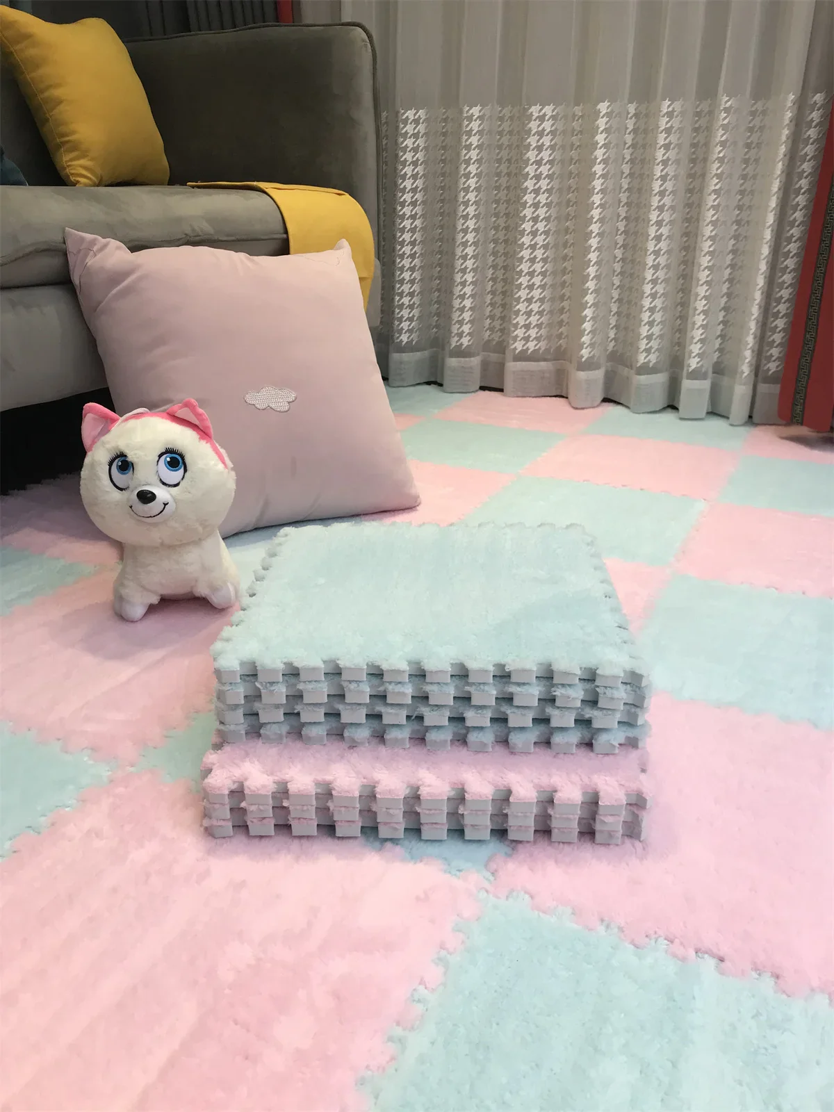 10PCS Soft Plush DIY Puzzle Floor Mat - Image 18