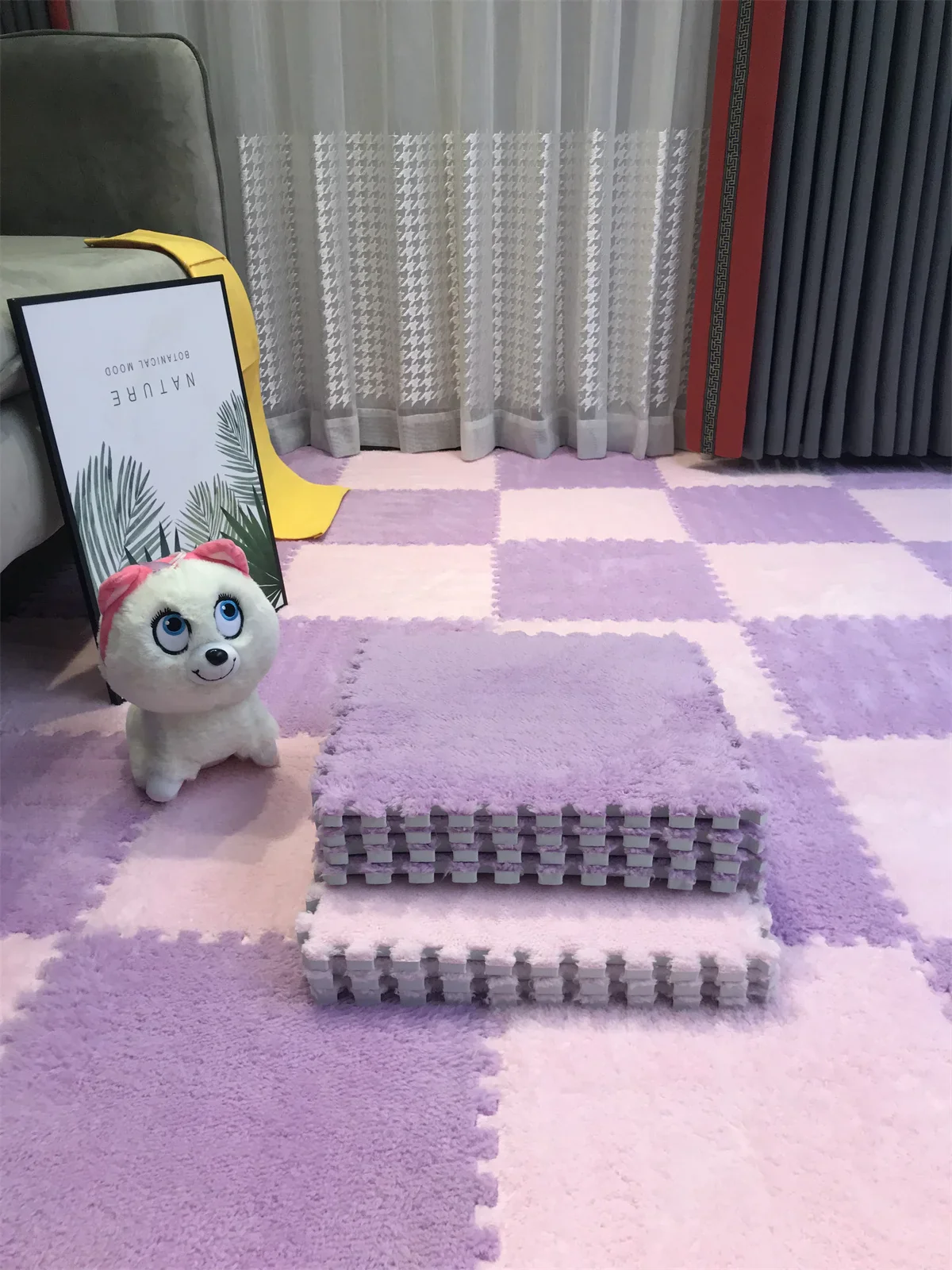 10PCS Soft Plush DIY Puzzle Floor Mat - Image 21