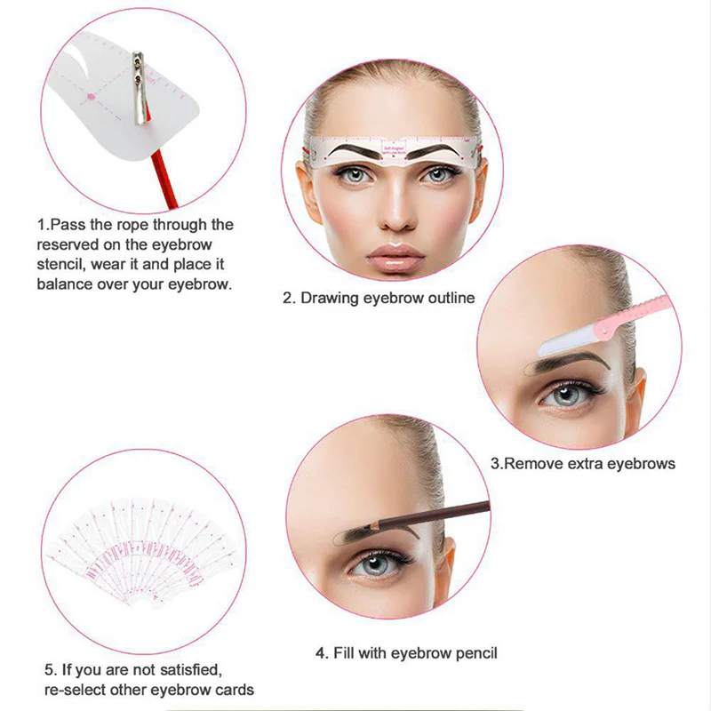 12 Styles/Set Reusable Eyebrow Stencils - Image 14