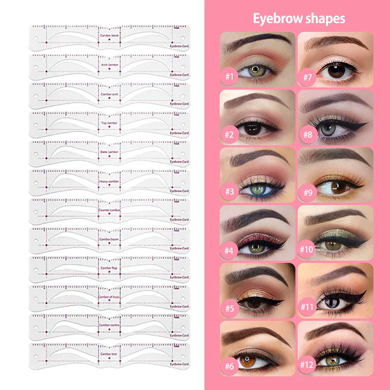 12 Styles/Set Reusable Eyebrow Stencils - Image 18
