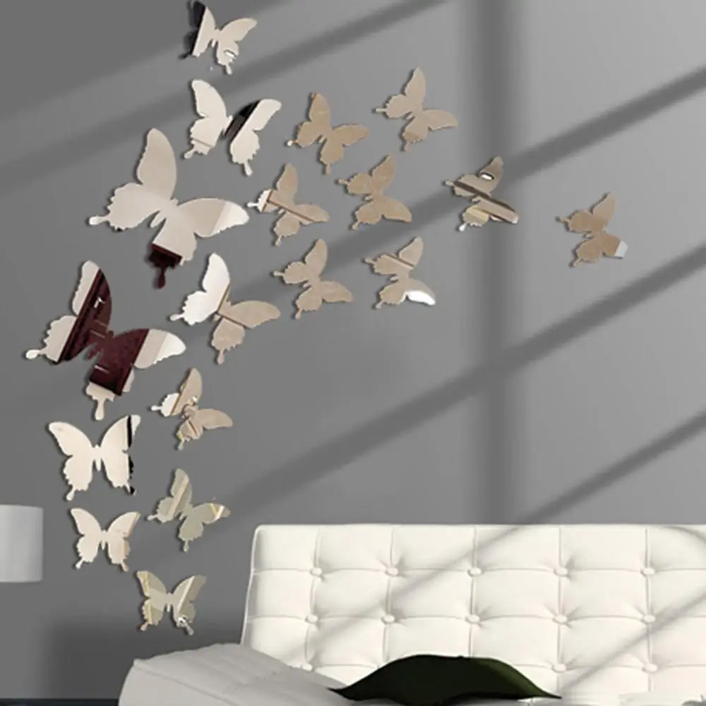 12Pcs/lot 3D Butterfly Mirror Wall Sticker - Image 2