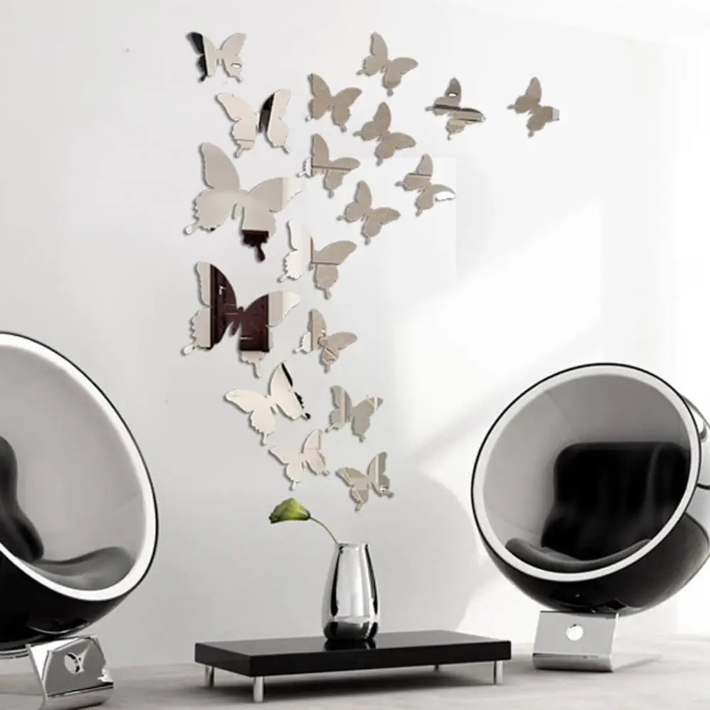 12Pcs/lot 3D Butterfly Mirror Wall Sticker - Image 3