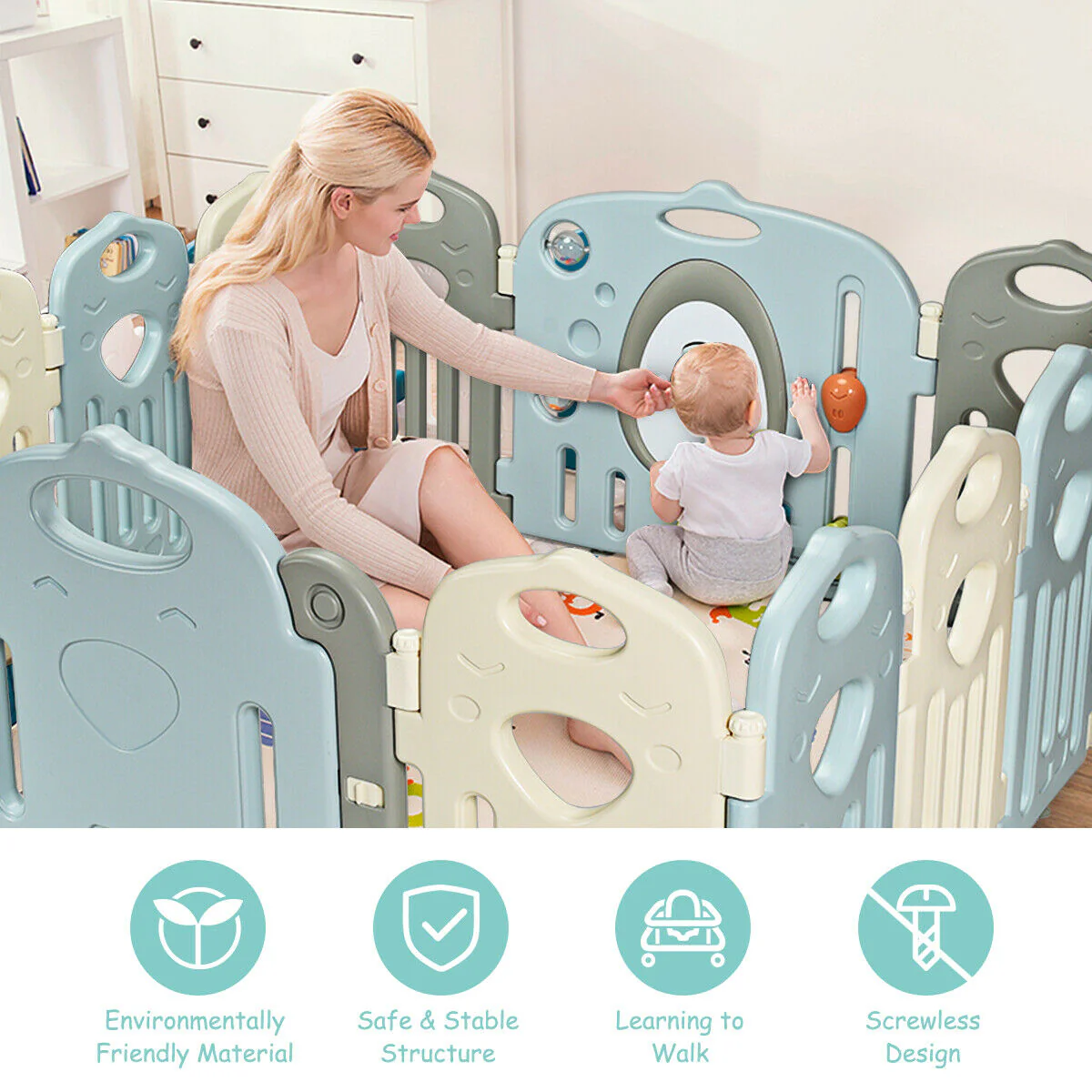 14-Panel Baby Safety Fence Playpen - Image 4