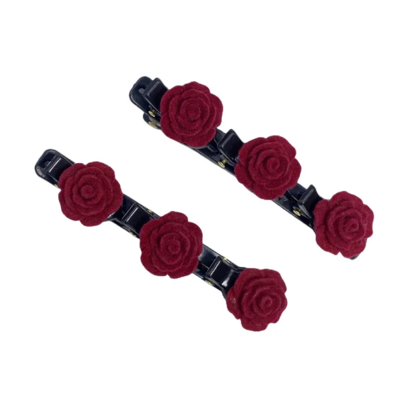 1PC Red Velvet Rose Hairpin - Image 4
