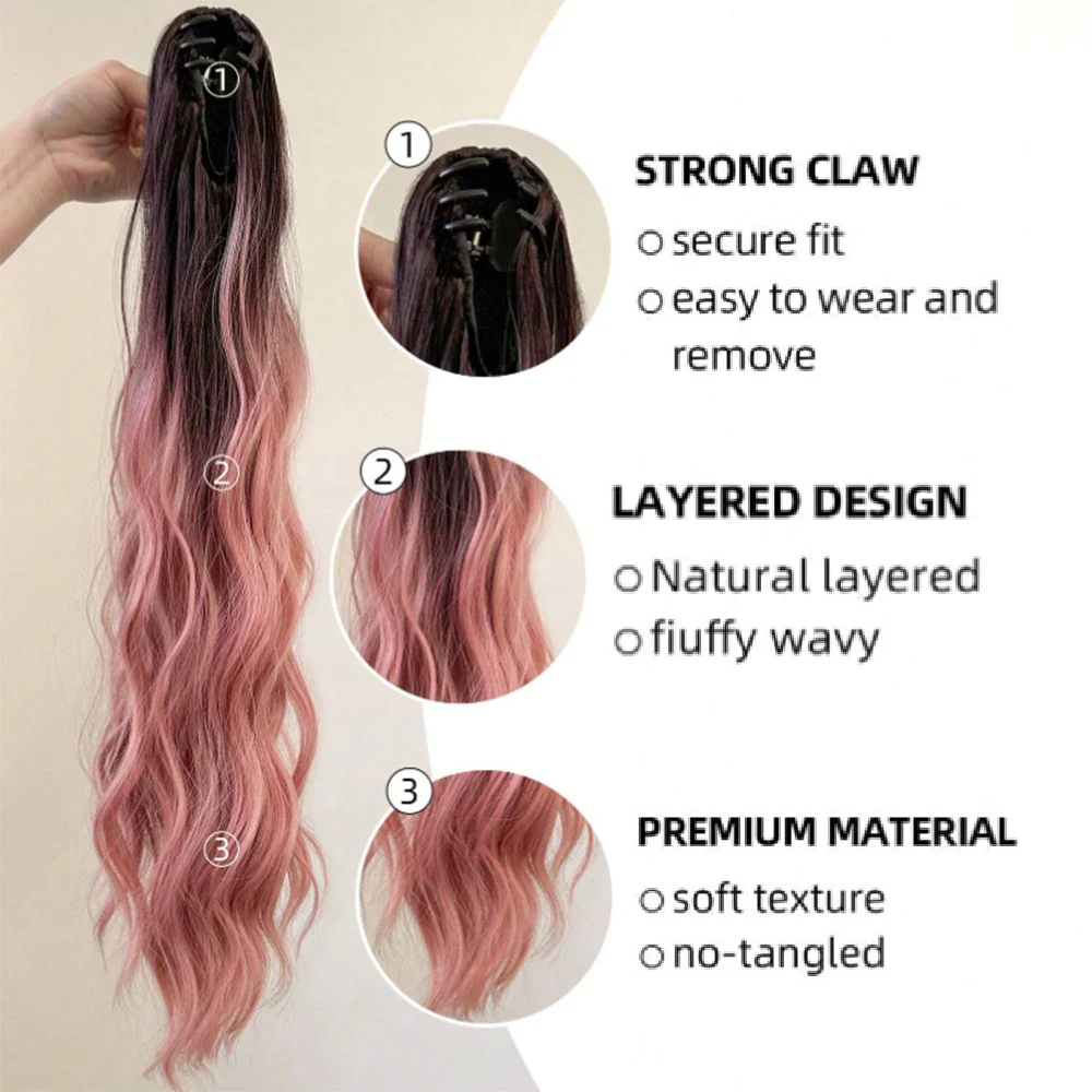 22Inch Long Ombre Pony Tail Clip - Image 5