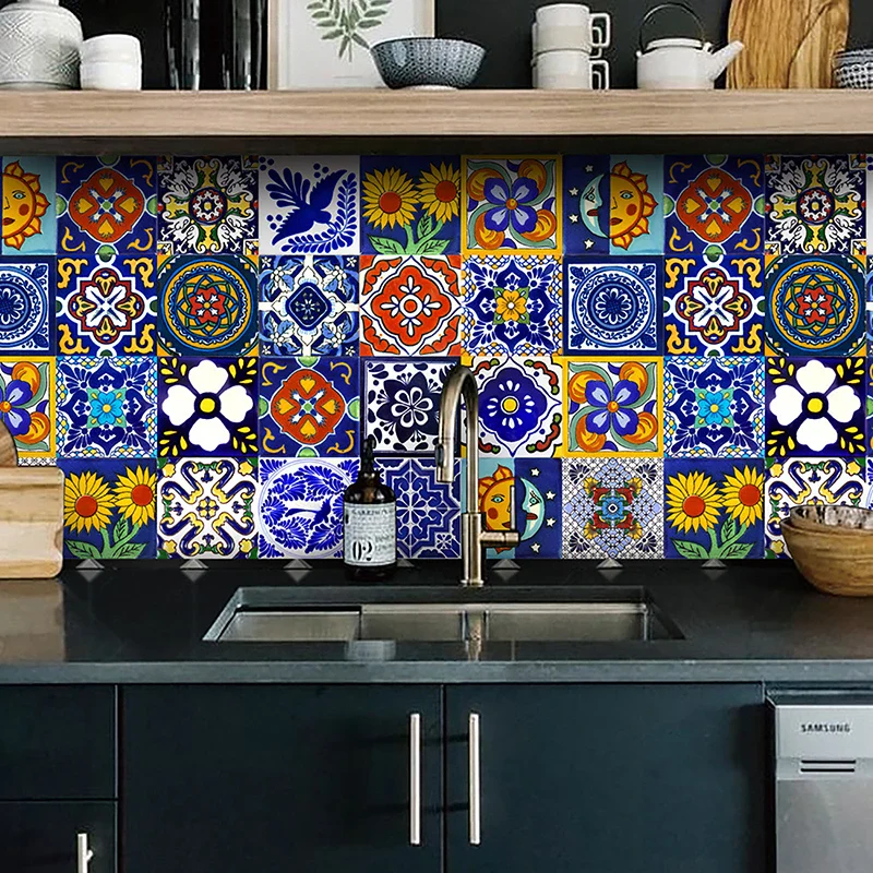 24PCS Retro Pattern Tiles Sticker - Image 2