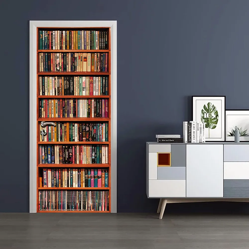 2pcs/set Book Shelves Wallpaper - Image 5