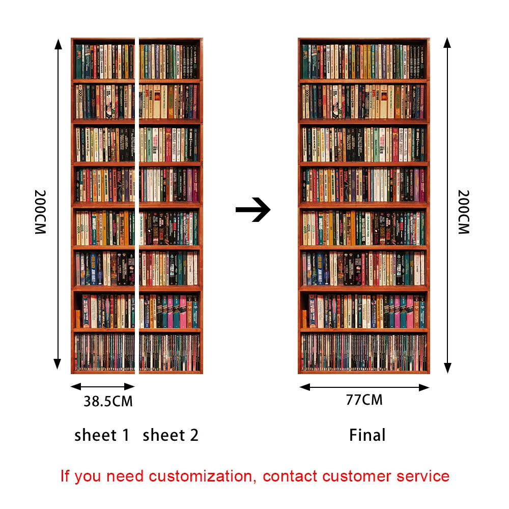 2pcs/set Book Shelves Wallpaper - Image 7