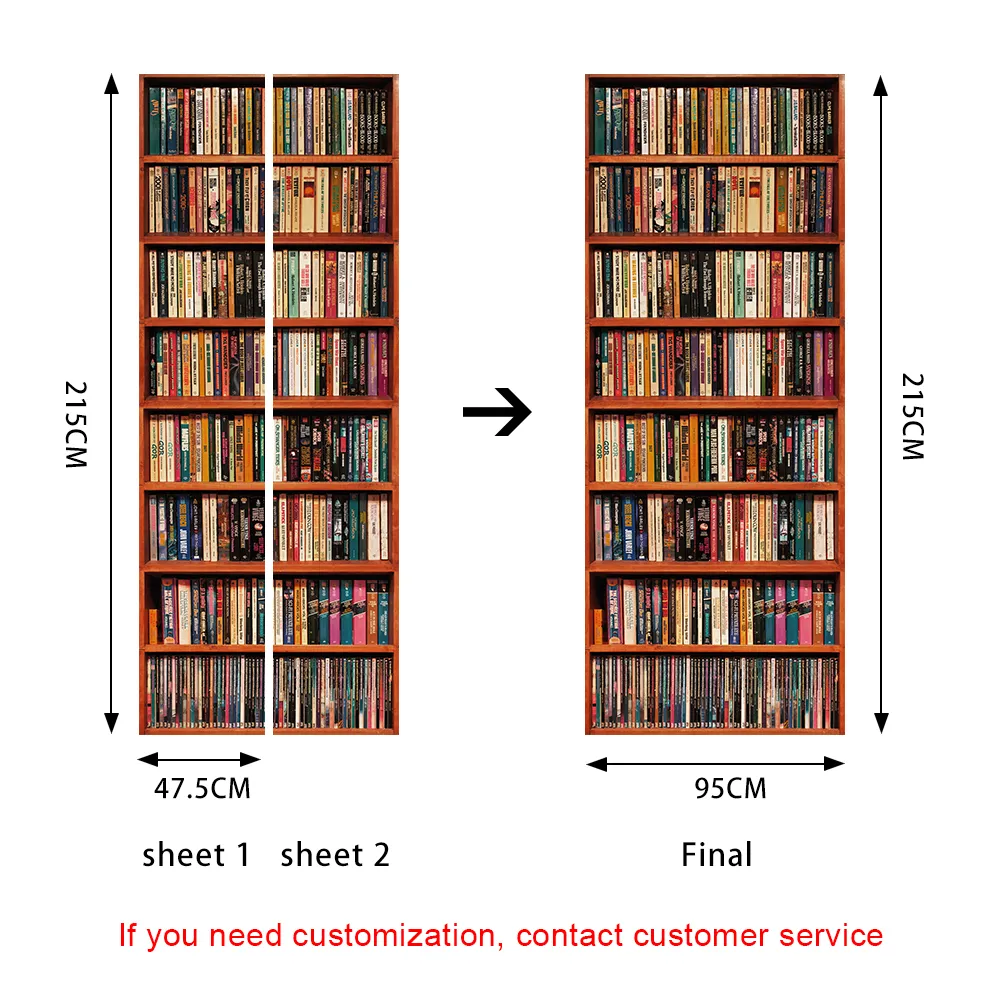 2pcs/set Book Shelves Wallpaper - Image 8