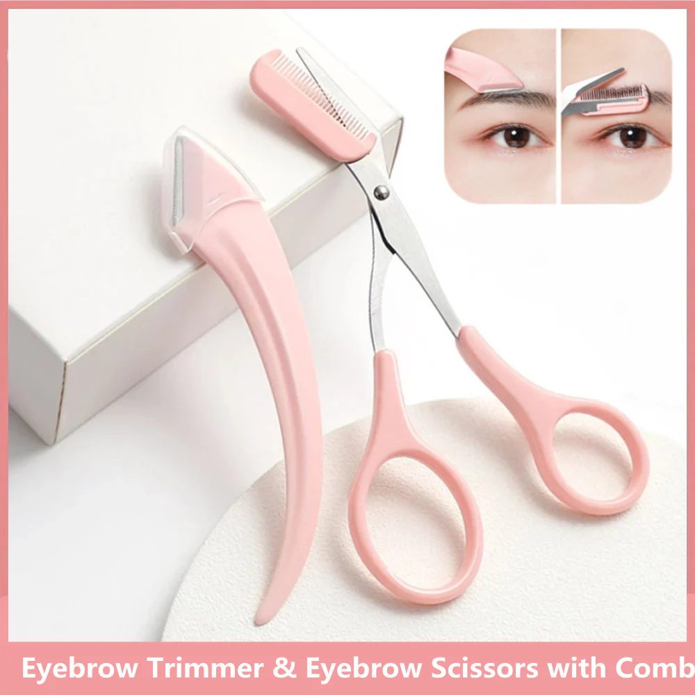 2PCS/Set Eyebrow Trimmer Scissors Shaver - Image 12
