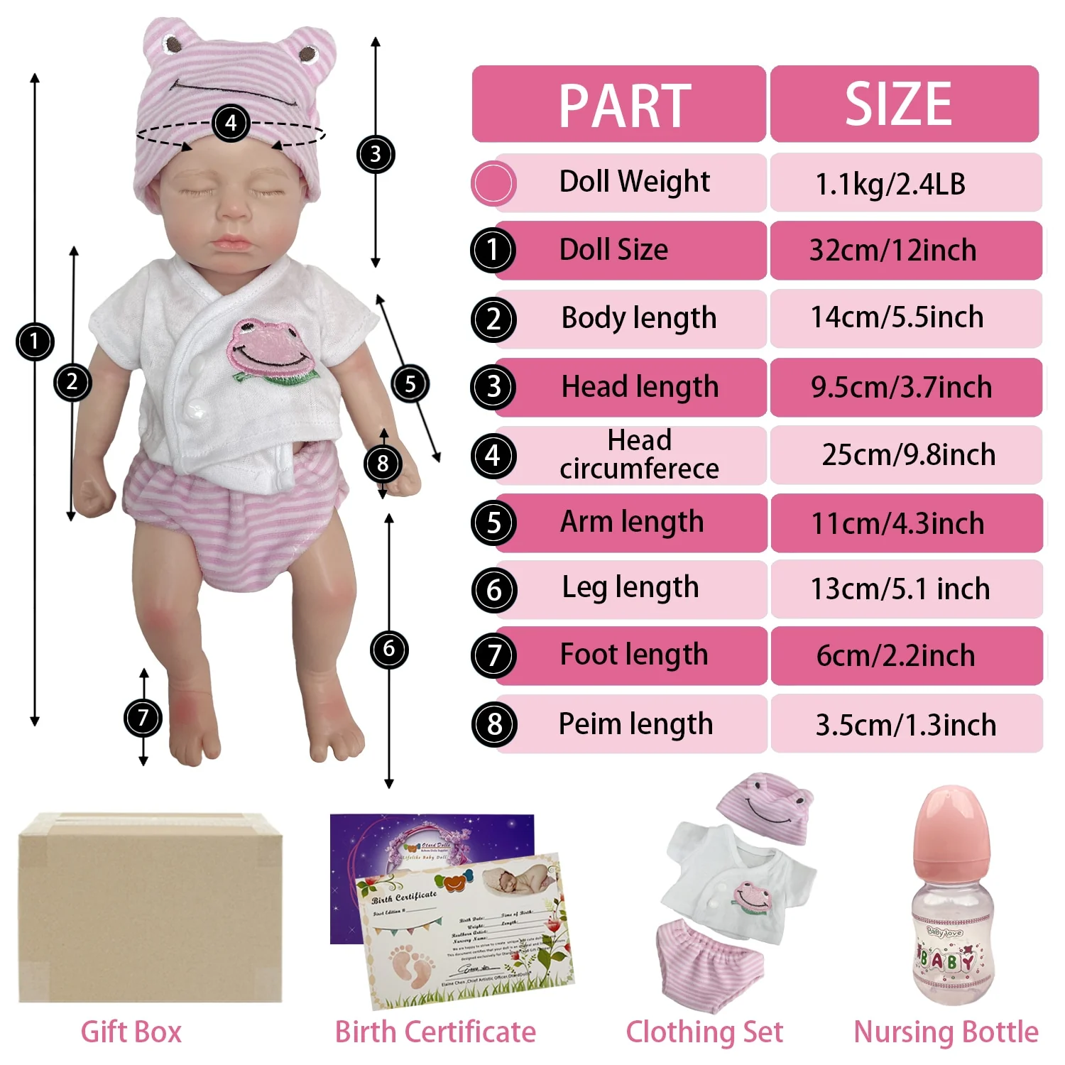 33cm 13inch Full Body Soft Solid Silicone Baby Doll - Image 3