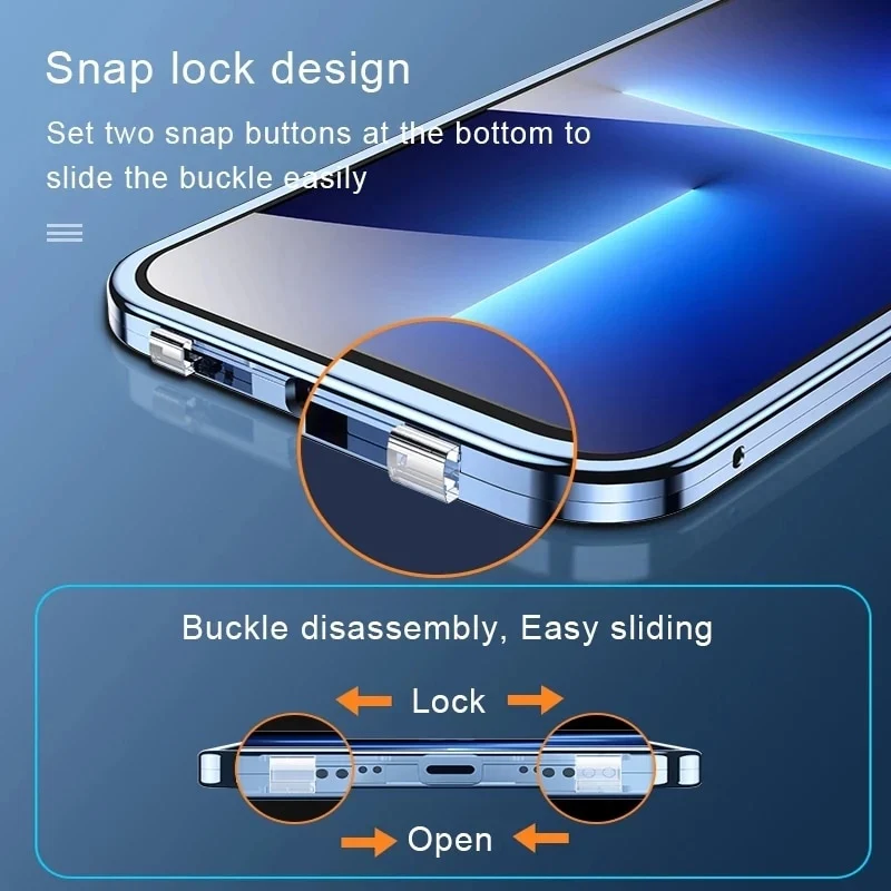 360 Full Lens Protection Metal Magnetic Phone Protector with Snap Lock - Image 10