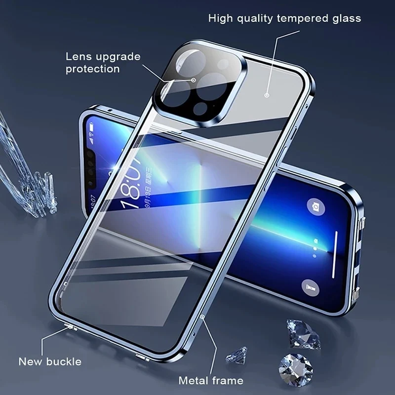 360 Full Lens Protection Metal Magnetic Phone Protector with Snap Lock - Image 8