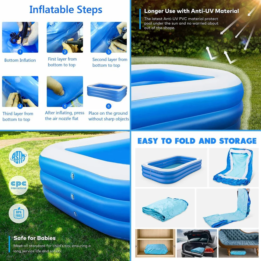 3M/2.6/2M Large Inflatable Swimming Pool - Image 7