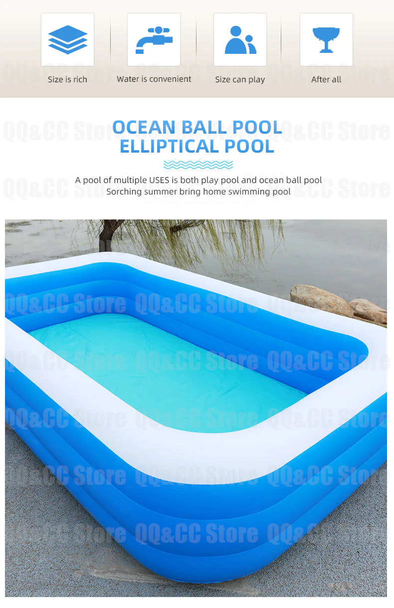 3M/2.6/2M Large Inflatable Swimming Pool - Image 9