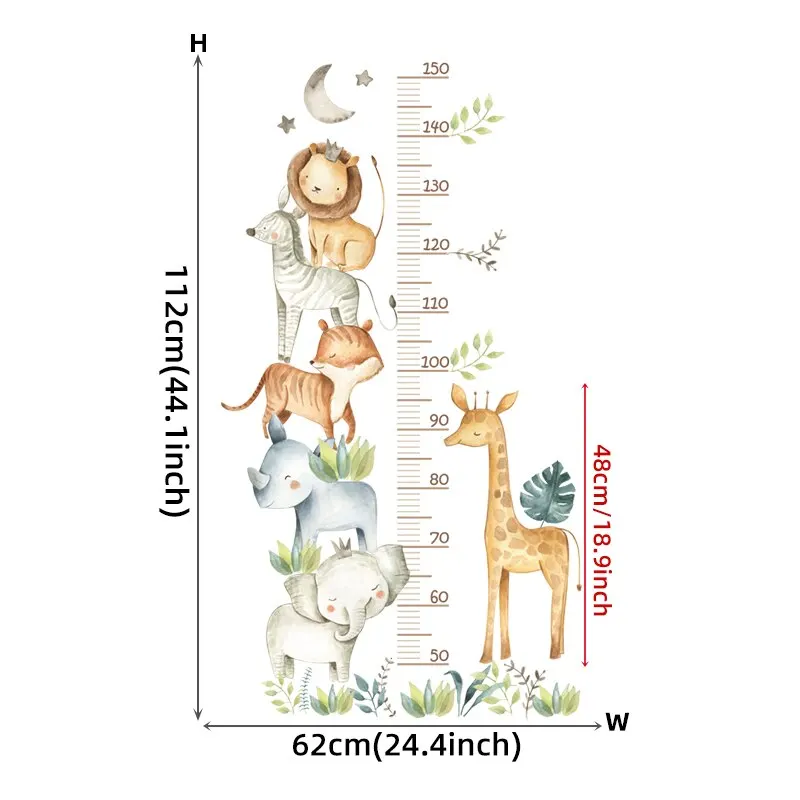 3PC Cartoon Animal Height Ruler Wall Stickers - Image 5