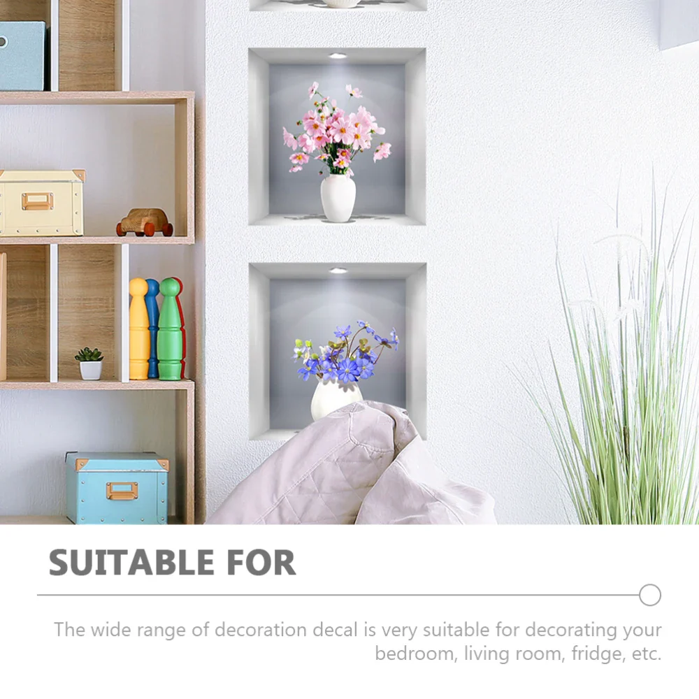 3PCS 3D Flower Vase Wall Stickers - Image 10