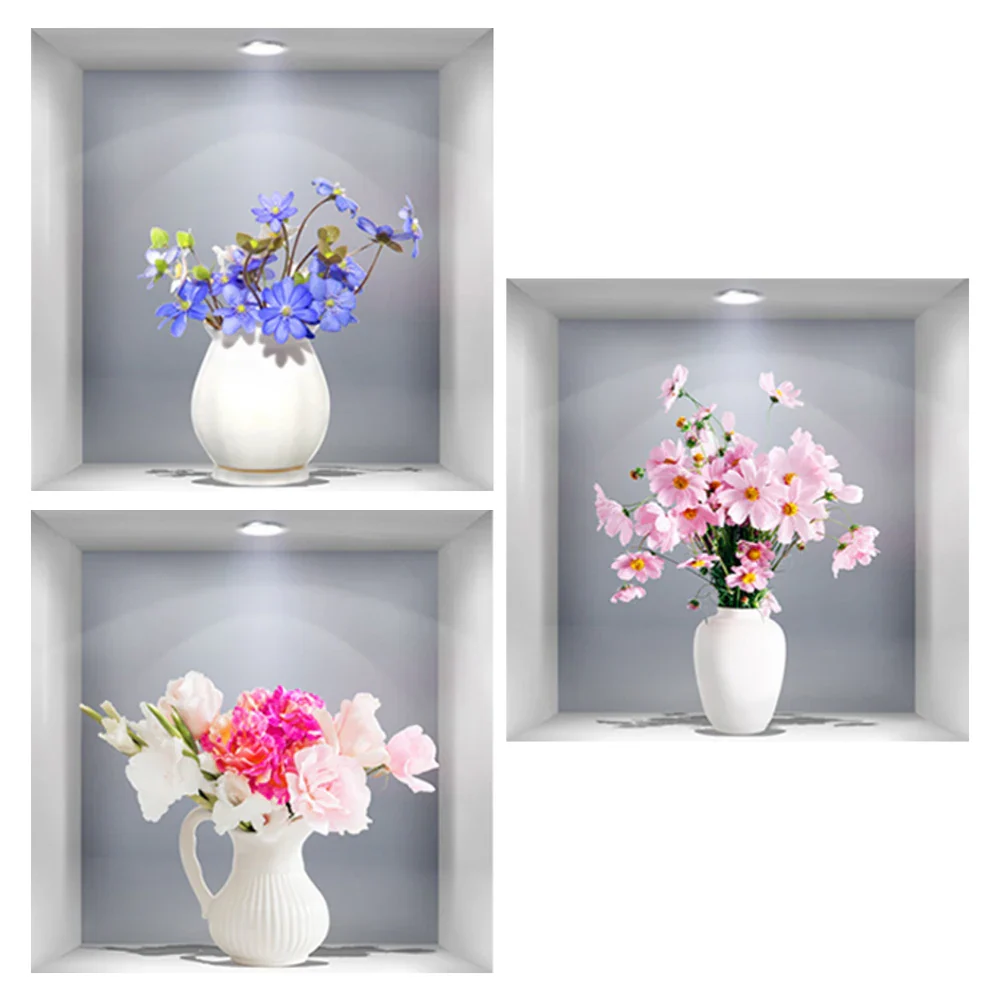 3PCS 3D Flower Vase Wall Stickers - Image 14