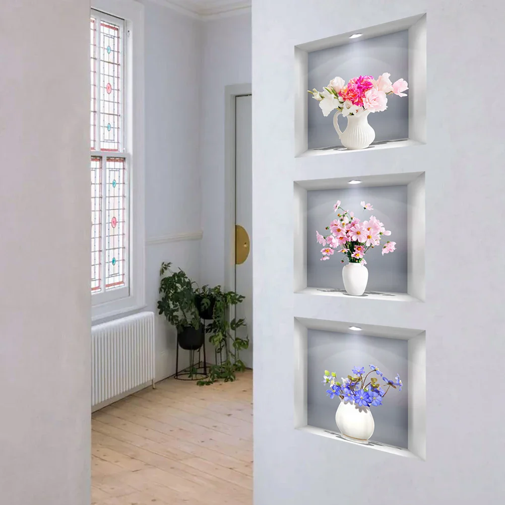 3PCS 3D Flower Vase Wall Stickers - Image 5
