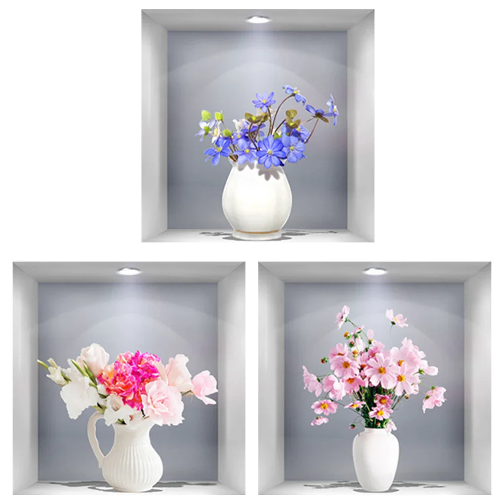3PCS 3D Flower Vase Wall Stickers - Image 7