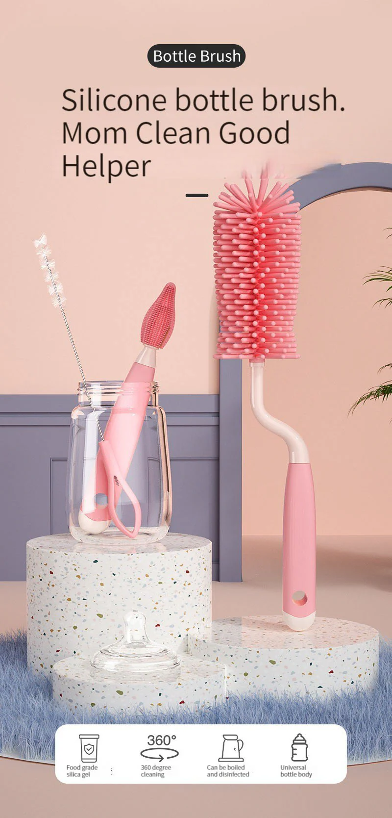 3PCS Baby Pacifier Milk Bottle Cleaning Brush - Image 12