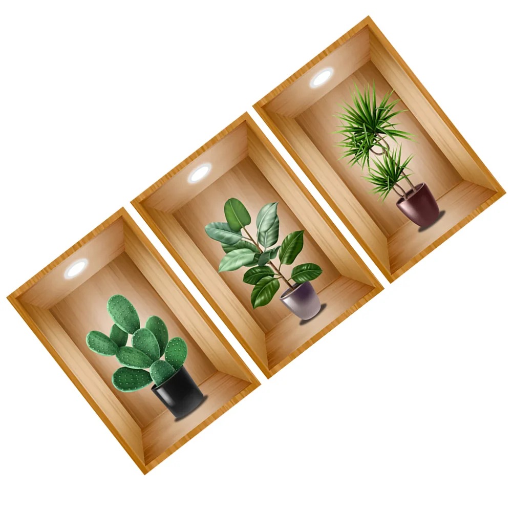 3Pcs Plants Wall Stickers - Image 2