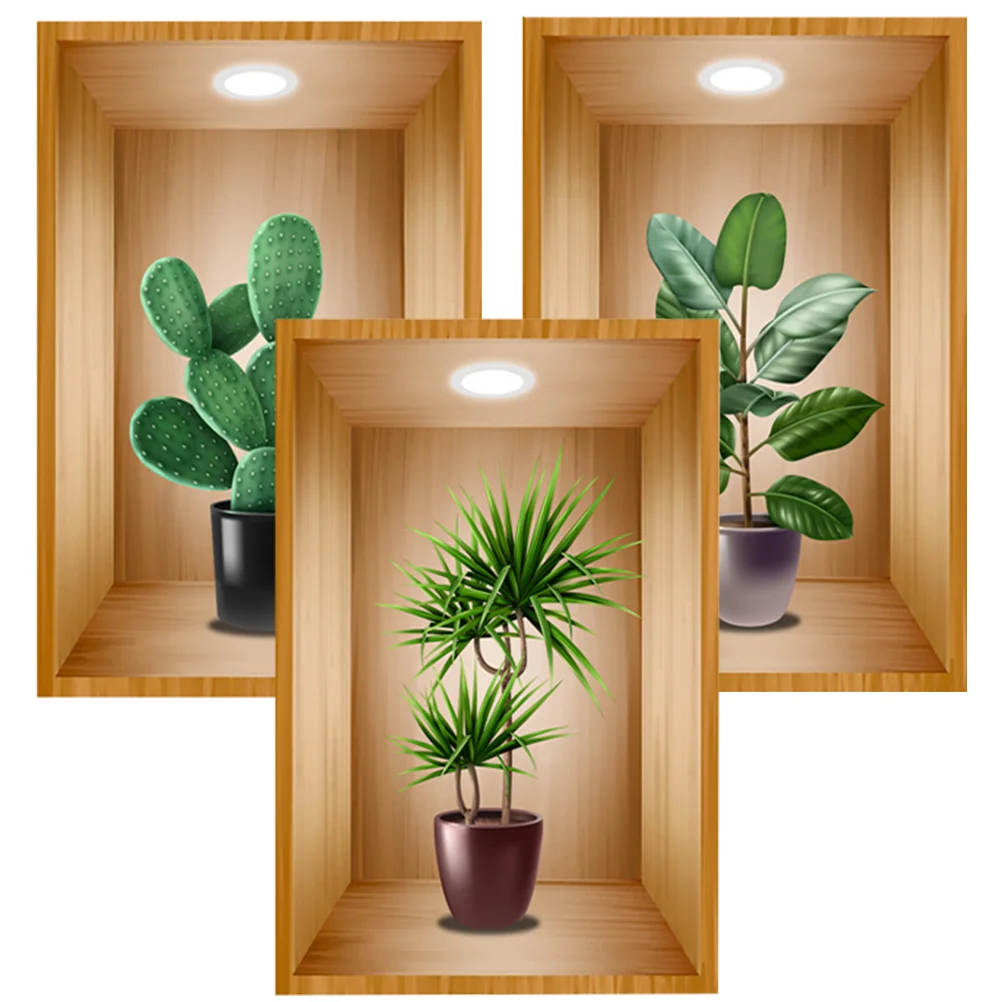 3Pcs Plants Wall Stickers - Image 4
