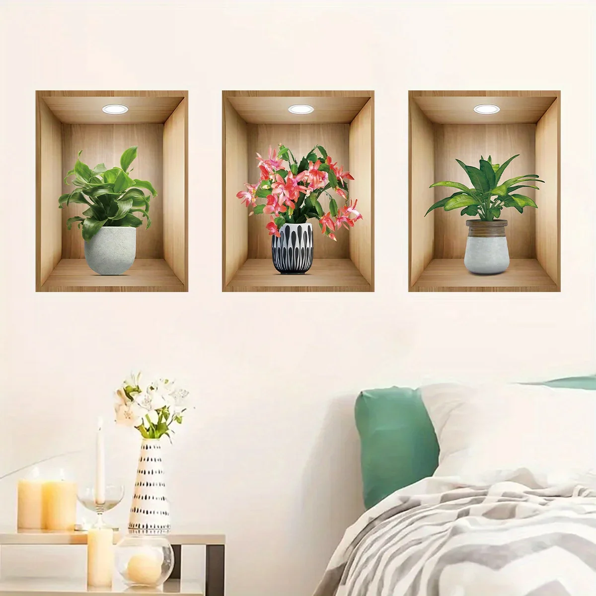 3PCS Potted Flower Plant Wall Stickers - Image 2
