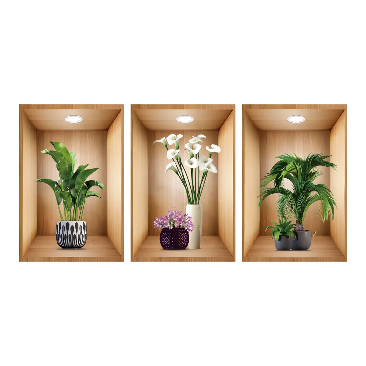 3PCS/Set 3D Plant Vase Wall Stickers - Image 3