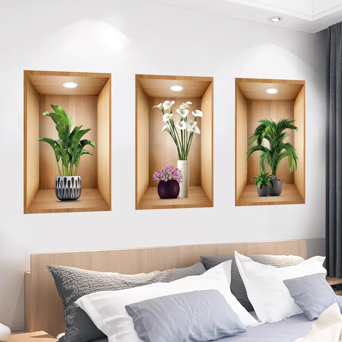 3PCS/Set 3D Plant Vase Wall Stickers - Image 4