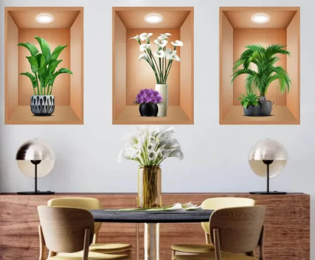 3PCS/Set 3D Plant Vase Wall Stickers - Image 5