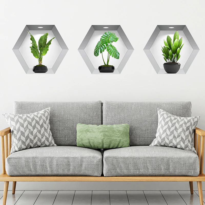3PCS/Set 3D Plant Wall Stickers - Image 10