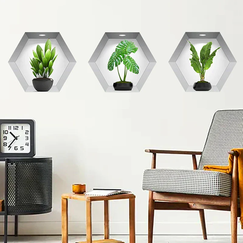 3PCS/Set 3D Plant Wall Stickers - Image 4