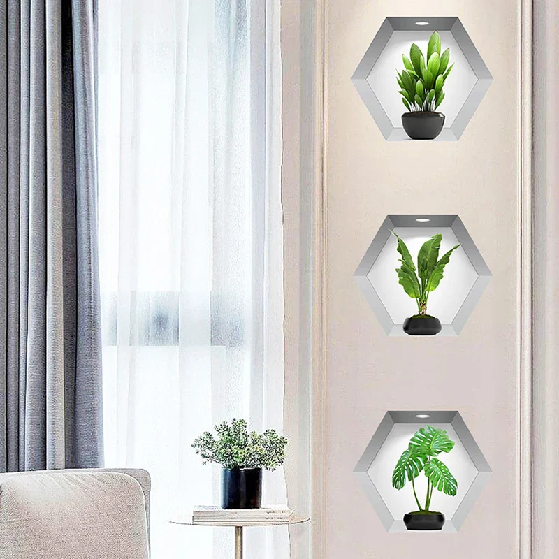 3PCS/Set 3D Plant Wall Stickers - Image 5