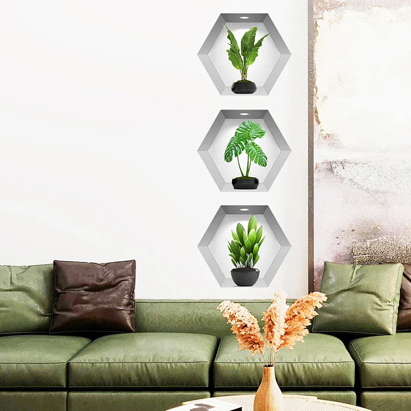 3PCS/Set 3D Plant Wall Stickers - Image 6