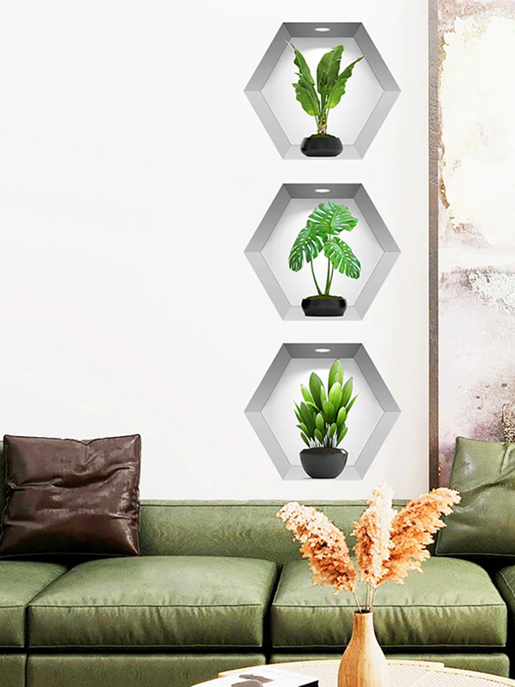 3PCS/Set 3D Plant Wall Stickers - Image 9