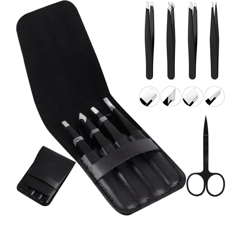 4PCS/5PCS Set Stainless Steel Professional Tweezers - Image 3